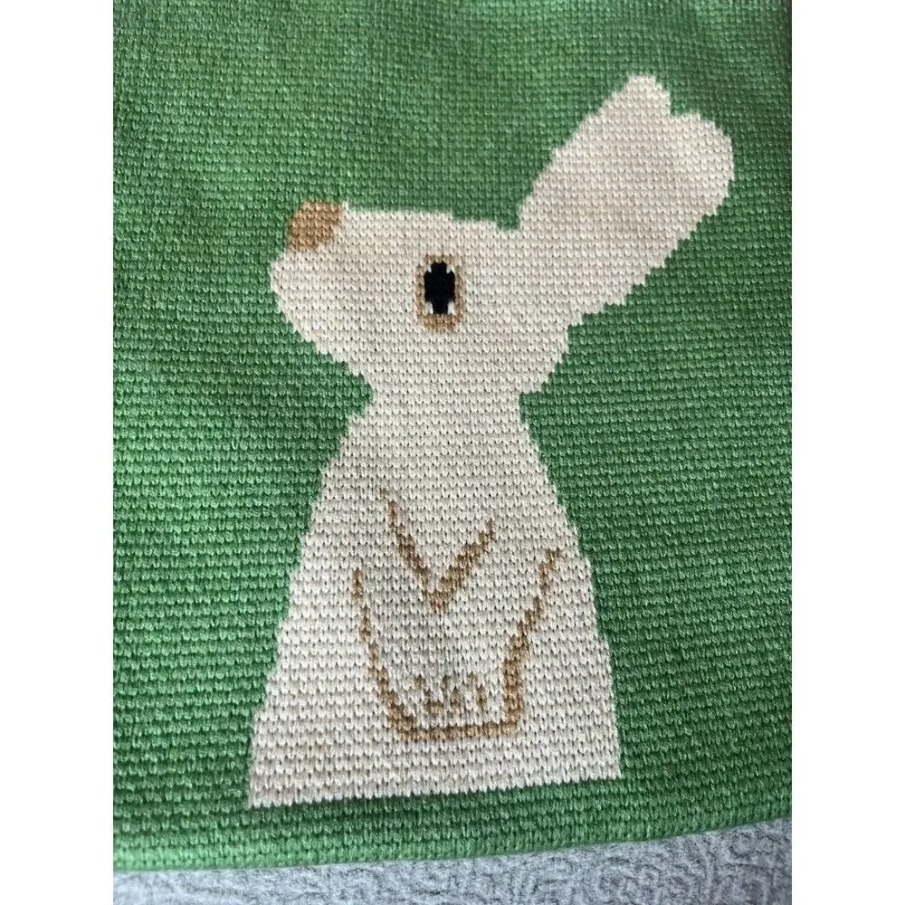 Bunny Rabbit tote bag knitted shoulder bag shopping bag purse Design both sides